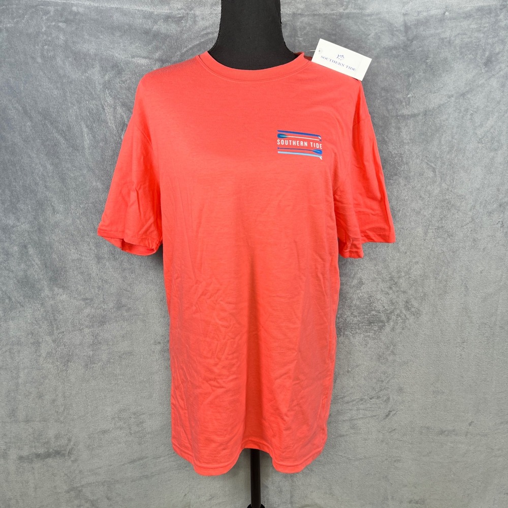 Southern Tide Paddle Away‎ Graphic T-Shirt Short Sleeve Coral Mens Size S, NWT